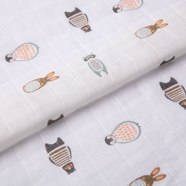 Ткань муслиновая 105 г/м², в нарезке 100х125 см, 18-звери, Peppy