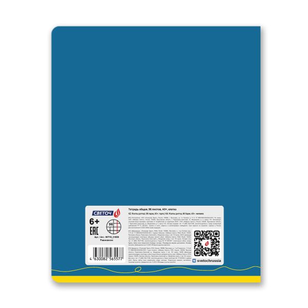 Тетрадь ученическая общая, матовая ламинация, A5+ 96 л. на скобе 65 г/м², белизна 100 %, 5 шт, клетка, 01006 Равновесие, Светоч 96Т16