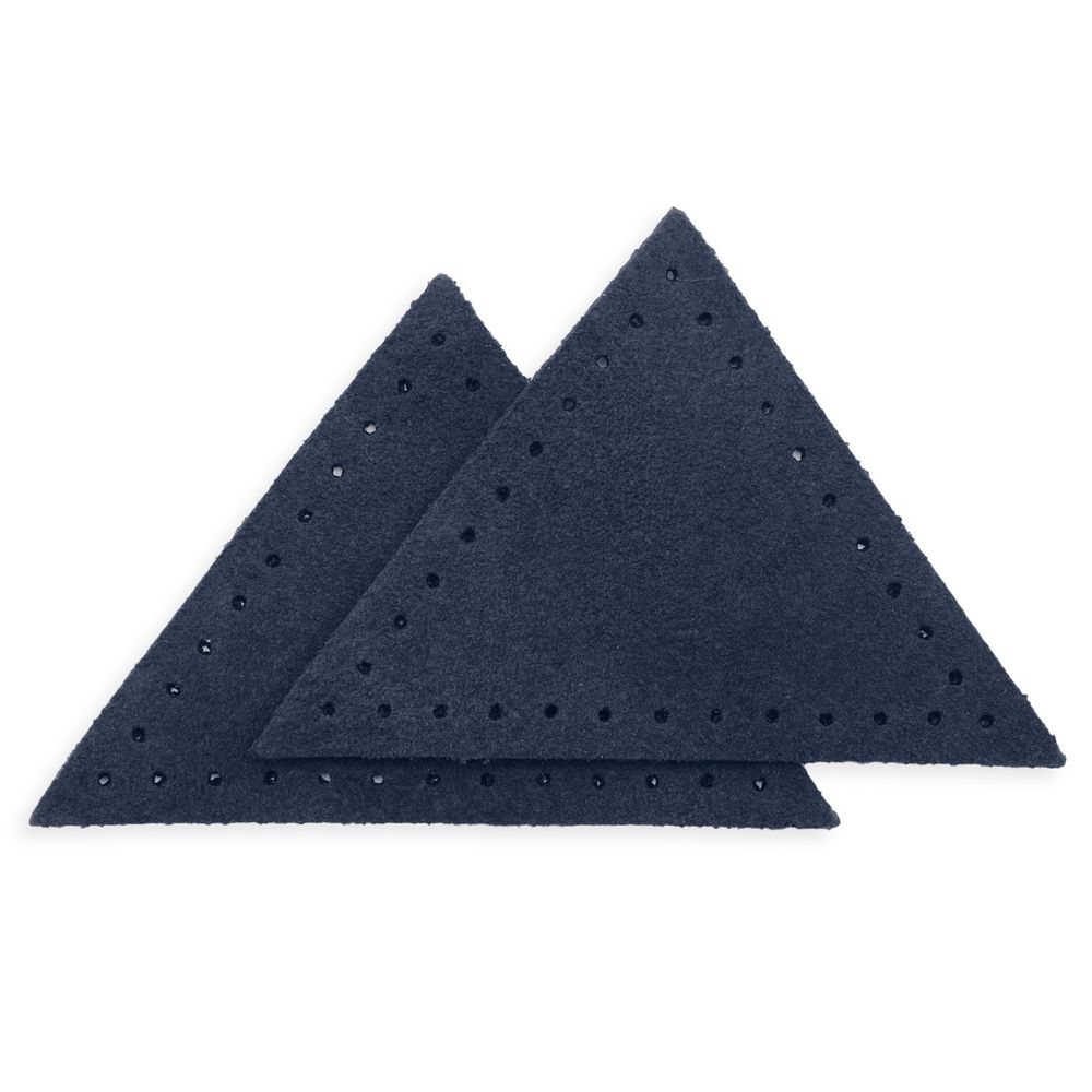 Заплатки пришивные из замши треугольник 6х6х6 см, с перфорацией, 2шт/уп, 22 темно-синий, 59902