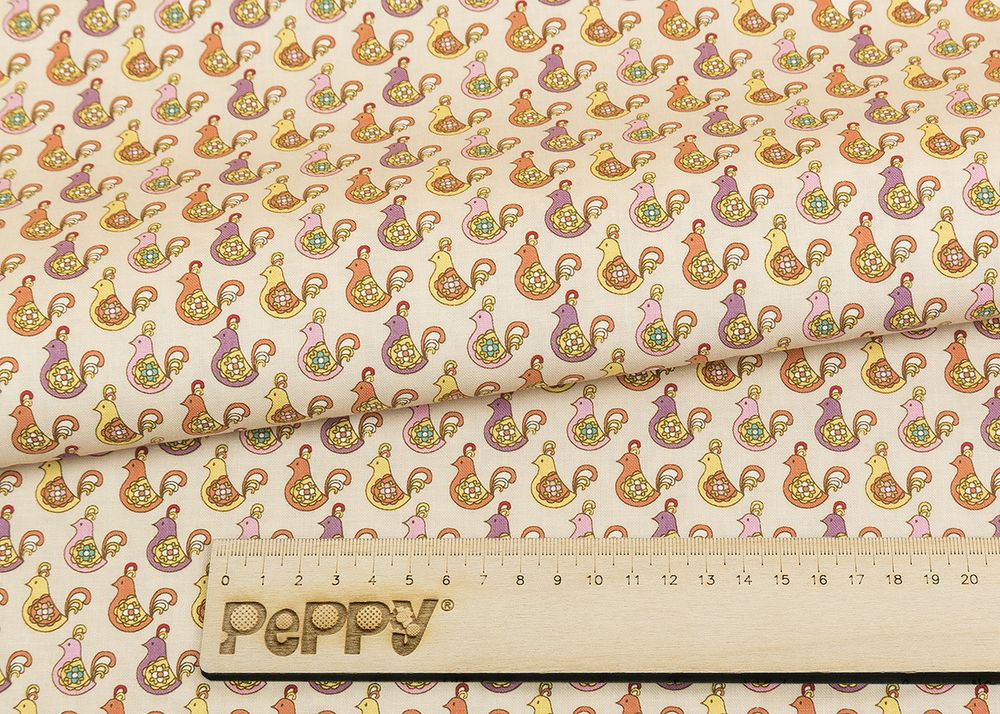 Ткань для пэчворка Peppy Крошки-матрешки, рулон 112 см / 5 метров, КМ-07 кремовый, Peppy