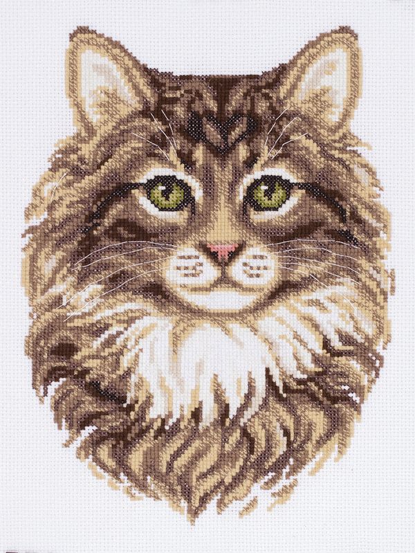 Набор для вышивания нитками Panna J-7465, Сибирская кошка, 21х28 см