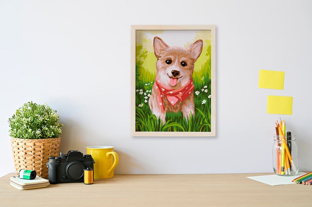 Картина по номерам Фрея PKZ/PM-058, Корги в бандане, (на картоне) 40х30 см