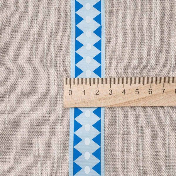 Лента атласная с рисунком Ромбы 25.0 мм / 22.5±1 метров, синий, Globus