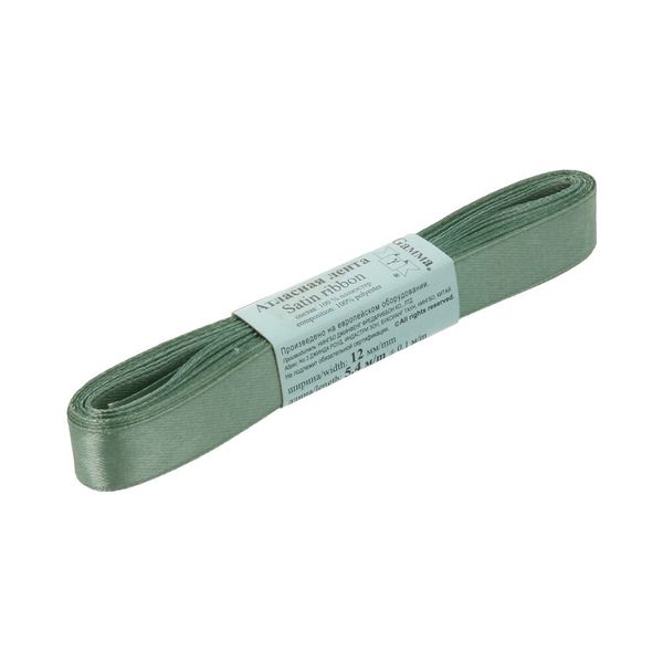 Лента атласная 1-сторонняя 12.0 мм / 10 шт по 5.4 метра, №032 хаки, Gamma AL-12P