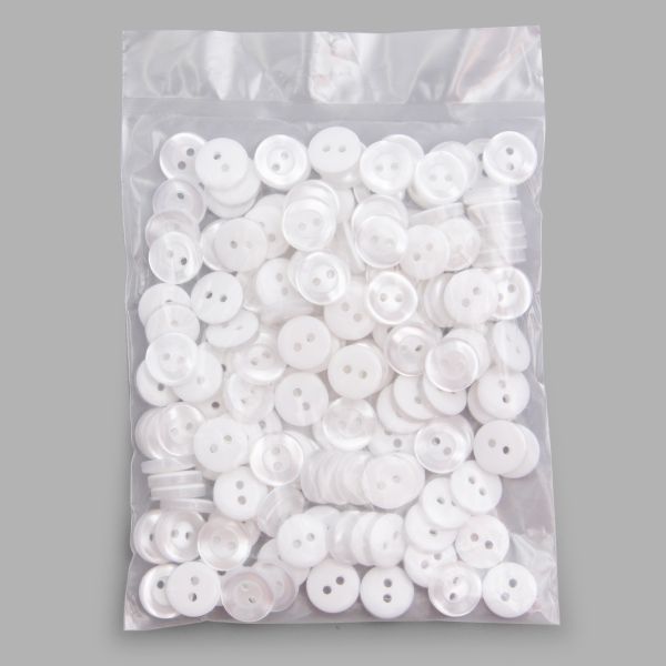 Пуговица 18L (11мм) 2 прокола, пластик (белый), БС1743, 12 шт