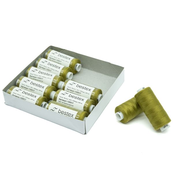 Нитки швейные бытовые Bestex 40/2, 365 м (400 ярд) / 10 кат., 147 болотно-желтый