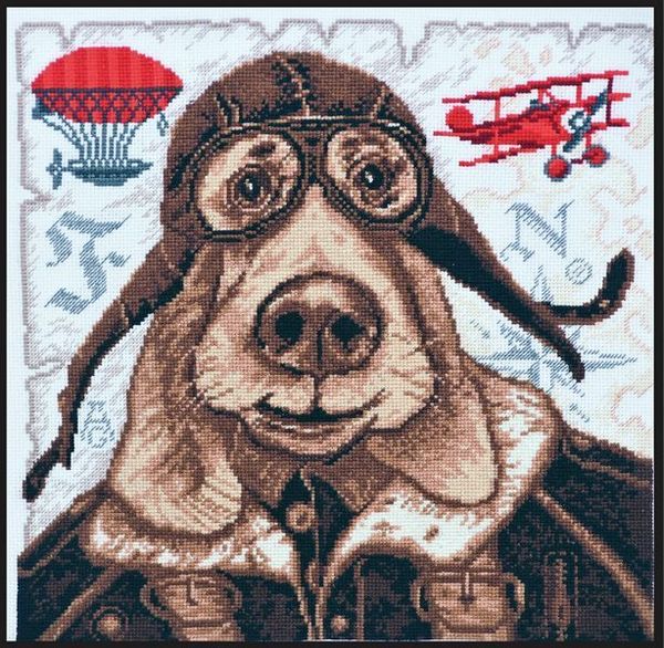 Набор для вышивания нитками Палитра, Авиатор 27х27 см