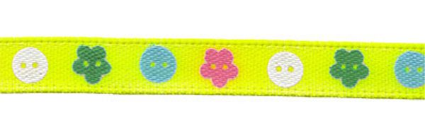 Лента атласная с рисунком 6.0 мм / 22.8±1 метра, B2/058 пуговки/ярко-лимонный, Gamma ALP-064