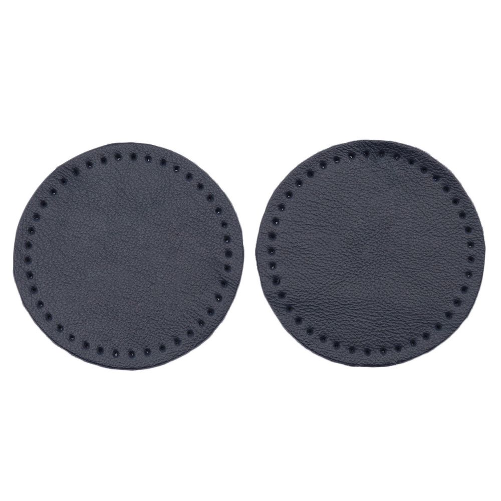 Заплатки пришивные из кожи, круг ⌀6см с перфорацией, 2 шт, 100% кожа, 05 темно-синий, 9111