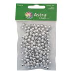 Бусины пластик под металл ⌀6 мм, 15 г, 130±10 шт, Astra&Craft, 1№ серебро