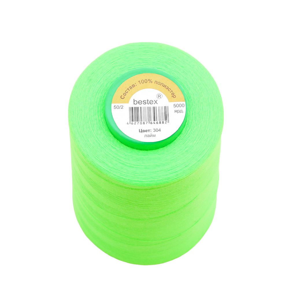 Нитки универсальные Bestex 50/2, 4570 м (5000 ярд) / 1 кат., 304 неоновый зеленый
