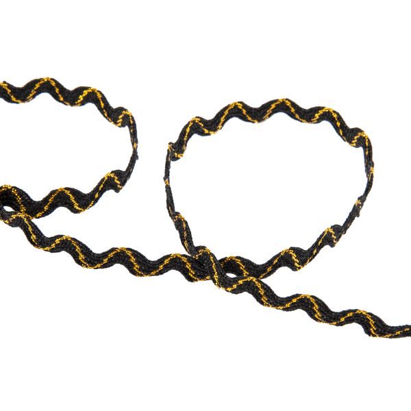 Тесьма отделочная зигзаг 9 мм, / 20 метров, черный/под золото, Blitz