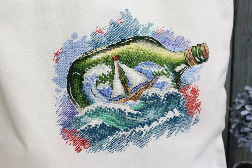 Набор для вышивания нитками МП Студия (Жар-птица), Морское послание 19х18 см