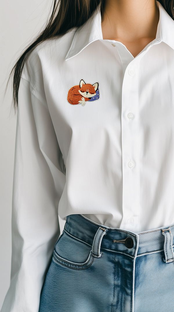 Набор для вышивания нитками Panna Живая картина JK-2344, Брошь. Спящий лис, 5.5х4.5 см