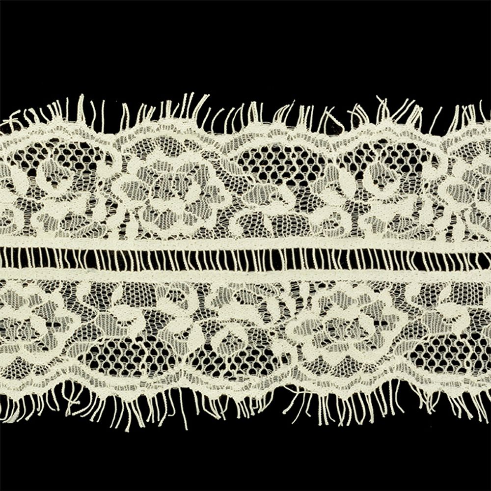 Кружево шантильи (реснички) 120 мм, цв.102 айвори уп.30м (по 3м), Kruzhevo