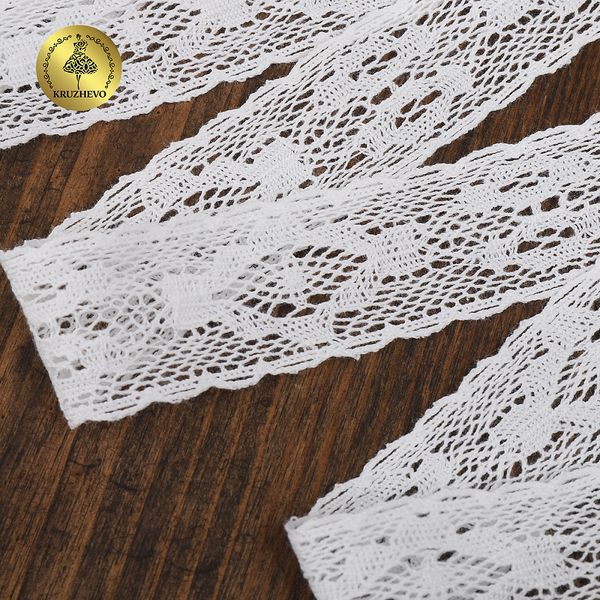 Кружево вязаное (тесьма) 30 мм / 10 метров, 2525, тонкая нить, цв.01 белый, Kruzhevo