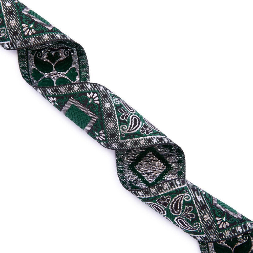 Лента (тесьма) жаккардовая 50.0 мм / 10±0.5 метров, черный/зеленый, Gamma TRJ-119(46)