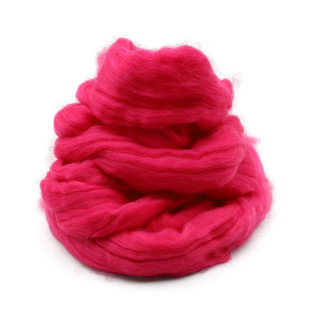 Шерсть для валяния мериносовая тонкая 100%, 100 г, цв.49 фуксия