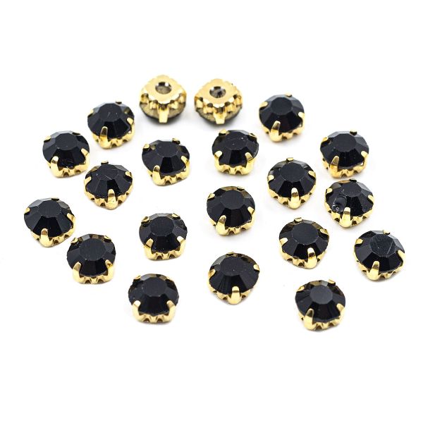 Хрустальные стразы в цапах/золото, 8мм, 20 шт/упак, Astra&Craft (38 черный), 4AR167/168