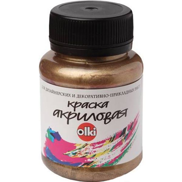 Краска акриловая для дизайна Olki Металлик, 100 мл, золото темное
