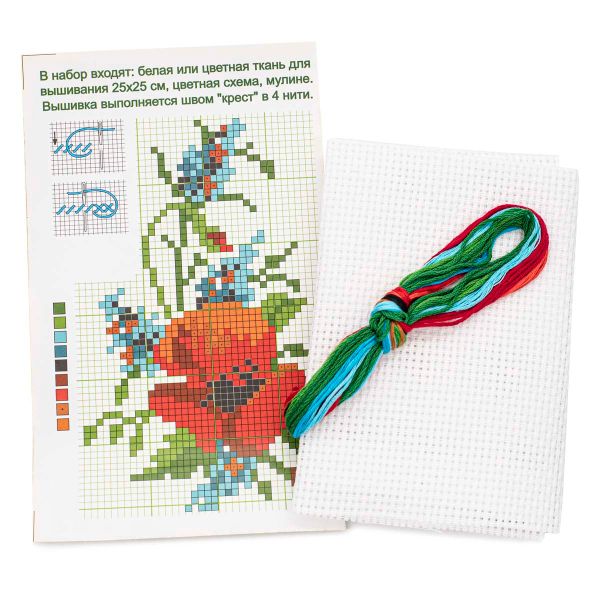 Набор для вышивания нитками РС Студия, Мак 15х9 см