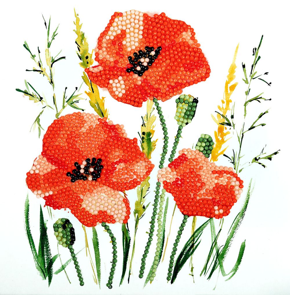 Алмазная (кристальная) мозаика Фрея, постер Красные маки, 20х20 см