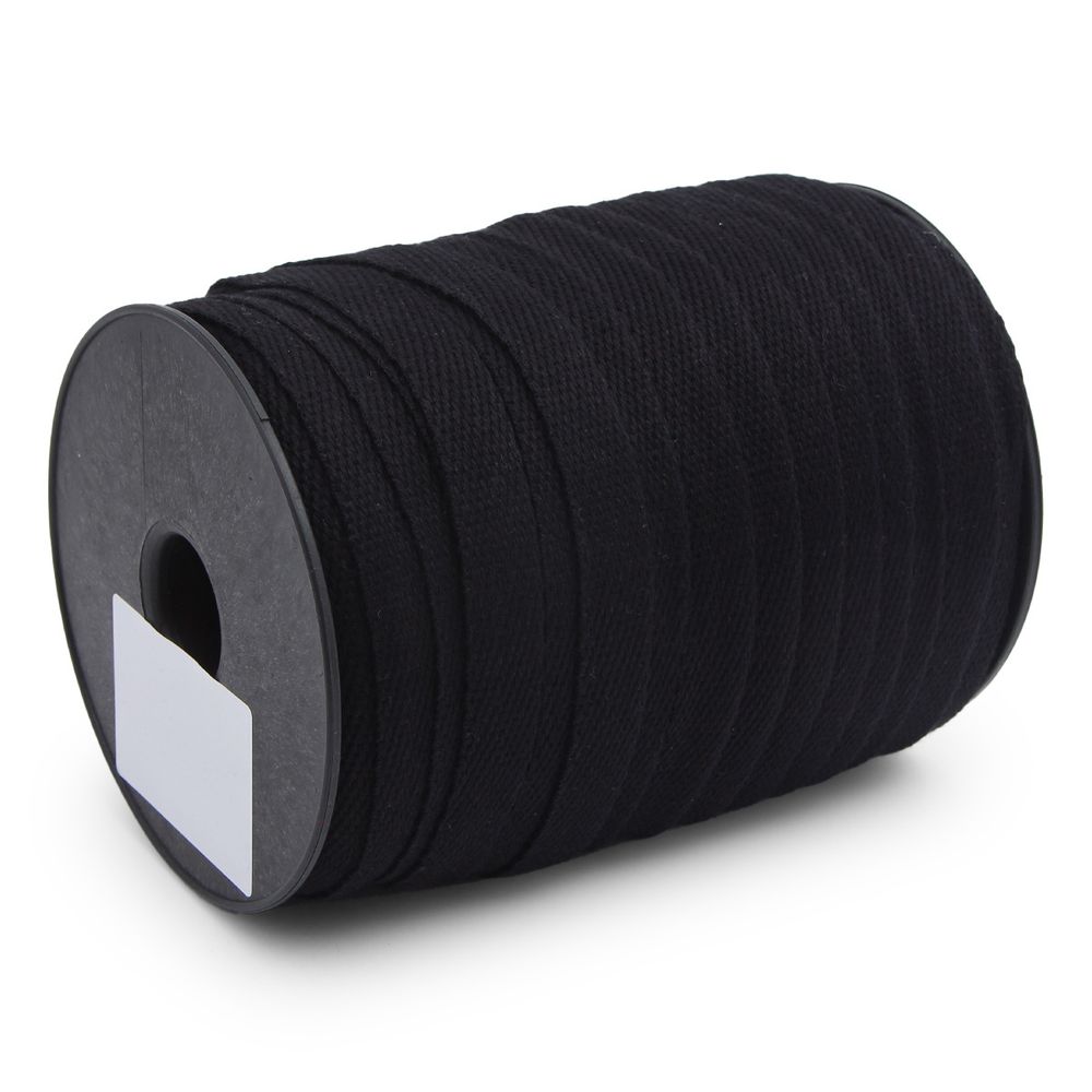 Шнур плоский плетеный х/б ⌀15.0 мм / 50 метров, черный