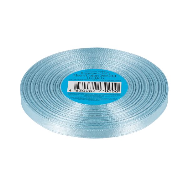 Лента атласная 1-сторонняя 6.0 мм / 33±2 метра, №520L(12-4401) голубой, Gamma