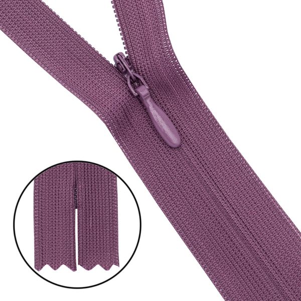 Молния потайная (скрытая) Т3 (3 мм) 1 зам., н/раз., 50 см, грязно-сирен., нейлон, 31325 / 50, 10 шт