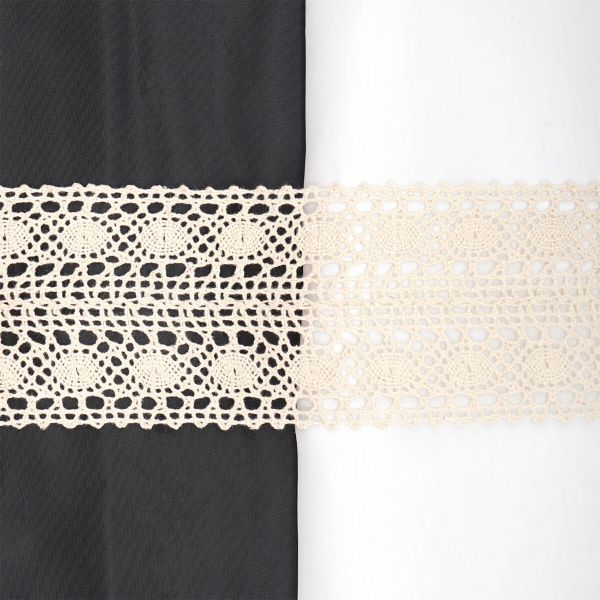 Кружево вязаное (тесьма) хлопковое 77 мм / 25 метров, двухстор. (02 бежевый)