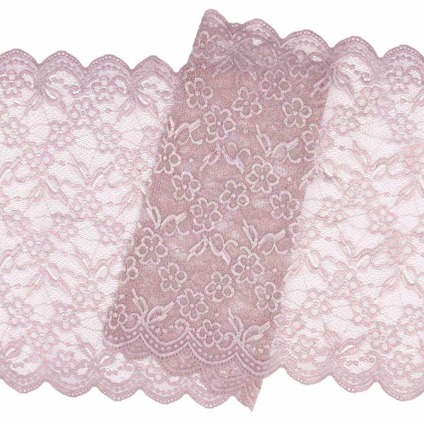 Кружево бельевое эластичное 400 мм / 3.4 метра, цвет пудровый