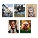 Тетрадь ученическая общая, глянцевая ламинация, A5+ 48 л. на скобе 65 г/м², белизна 100 %, 10 шт, клетка, 00997 Полный котец!, Светоч 48Т11