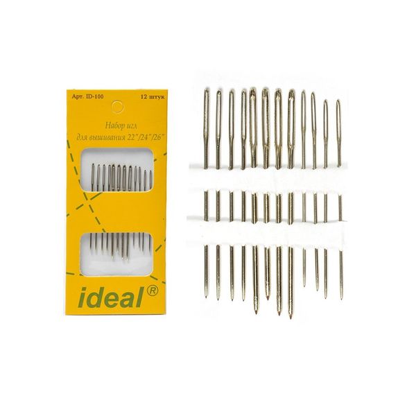 Иглы ручные для вышивания Ассорти 22/24/26 уп.3 размх4Иглы ручные