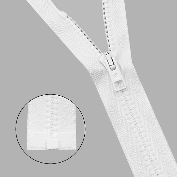 Молния трактор Arta Т6 (6 мм) 1 зам., разъем., 50 см, цв. 001 белый, уп.5 шт