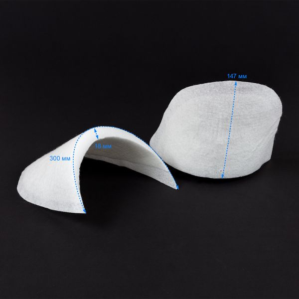 Плечевые накладки (подплечники) сложные 155х285х15 мм, 10 пар Россия, белые, И-8