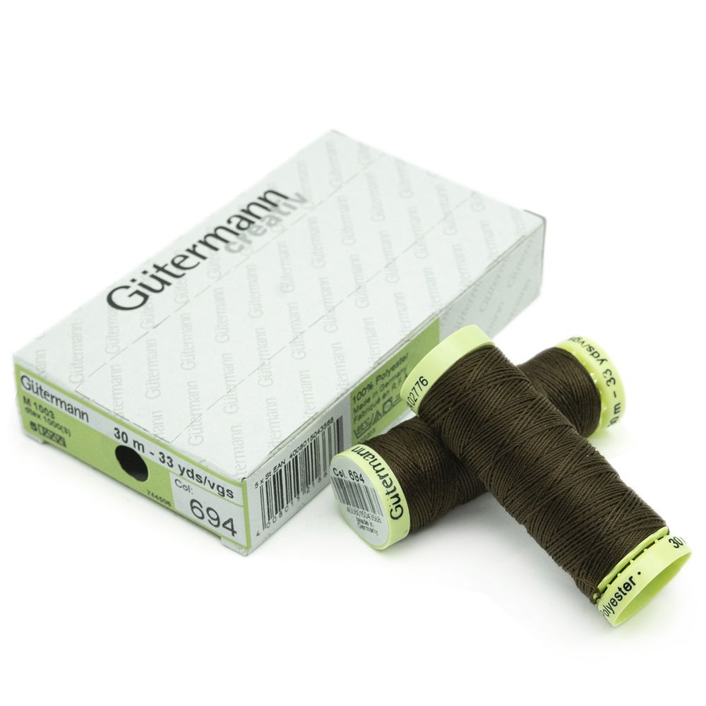 Нитки отделочные Gutermann Top Stitch, 30м, 694 кофейный, 5 катушек