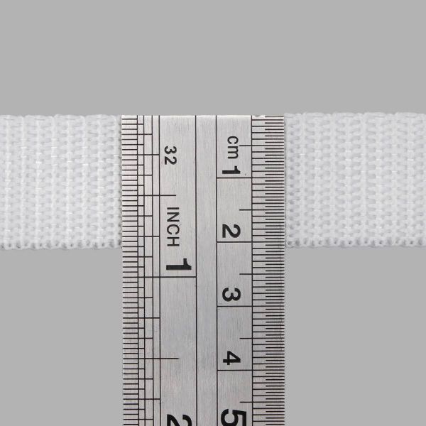 Стропа (ременная лента) 20 мм / 25 метров, толщ. 1.0 мм, [11 г/пог.м], 100% п/п, 1 белый