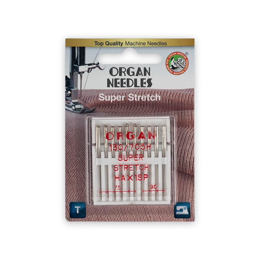 Иглы для бытовых швейных машин Organ супер стрейч ассорти, 10 шт, 5460000BL 75-90