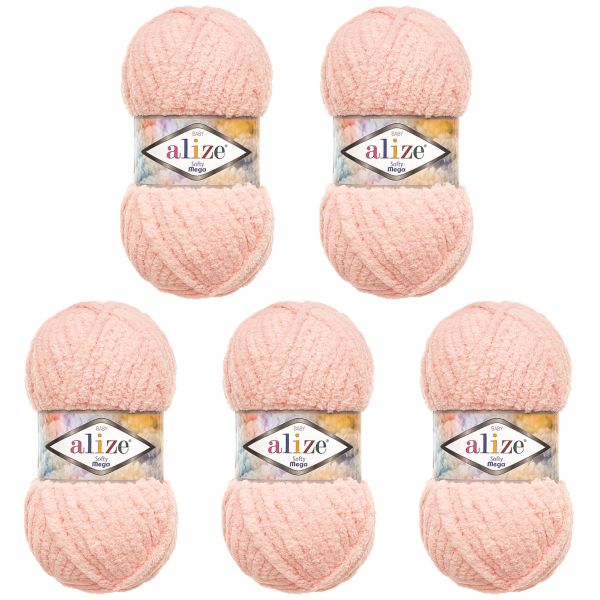 Пряжа Alize (Ализе) Softy Mega / уп.5 мот. по 100 г, 70м, 340 пудра розовая