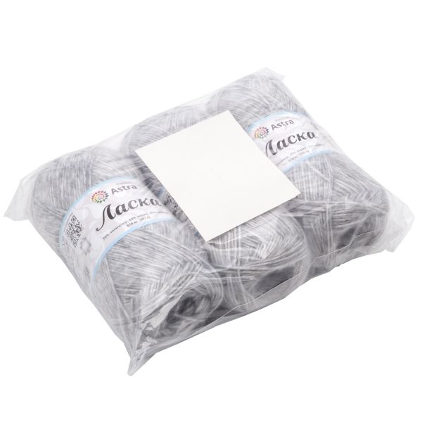 Пряжа Astra Premium (Астра Премиум) Ласка / уп.3 мот. по 100 г, 370 м, 901 светло-серый