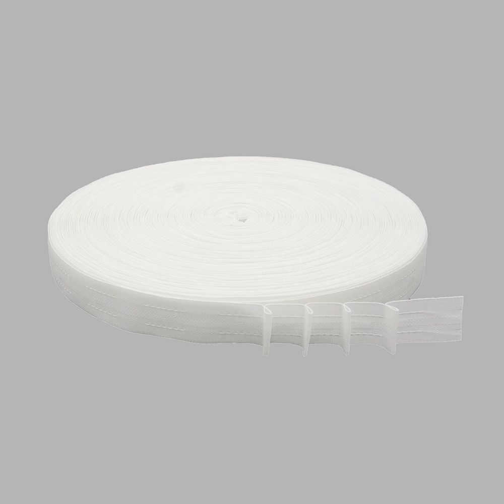 Лента (тесьма) шторная: сборка параллельная (1:2) 20 мм / 100 метров, равномерная