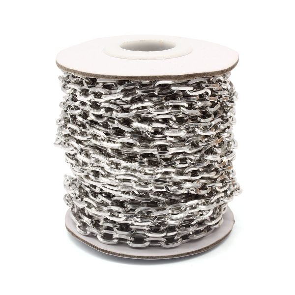 Цепь алюминиевая 8,0 мм, 5,0 мм, боб(10 м) (никель) K18304