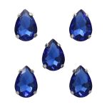 Хрустальные стразы в цапах формы капля, сапфир 10х14 мм, 5 шт., АЦ010НН1014