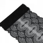 Кружево бельевое эластичное 195 мм / 10 м, цв.02 черный, Kruzhevo