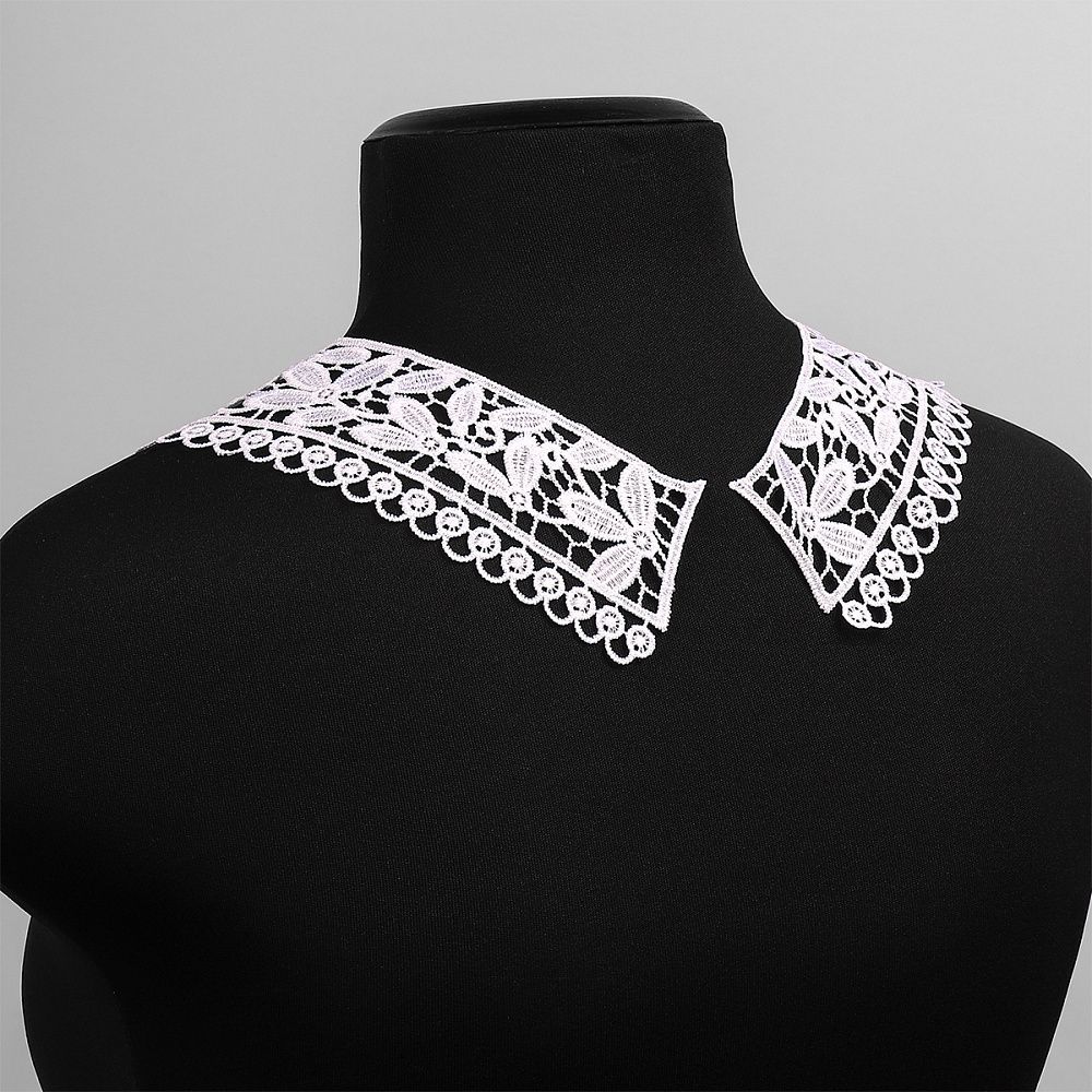 Пришивной кружевной воротник гипюр Kruzhevo 17.5х8 см, TBY.HX-02, цв.01 белый, уп.25 пар