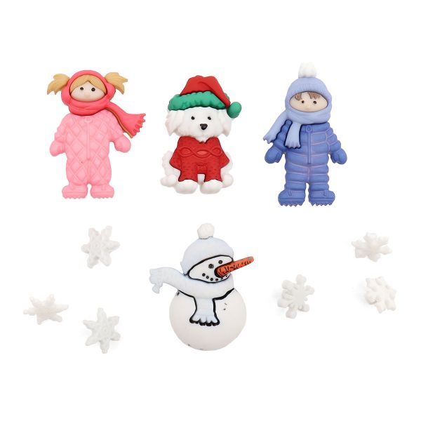 Украшения пуговицы декоративные фигурки Зимние игры пластик, 10 штук, Dress It Up