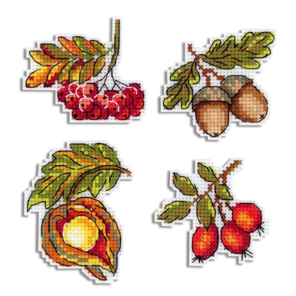 Набор для вышивания нитками МП Студия, магнит Дары осени 8х6см