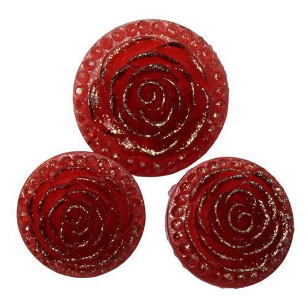 Пуговицы на ножке Розочки 9PPC7322 28мм, 22мм, 3 шт