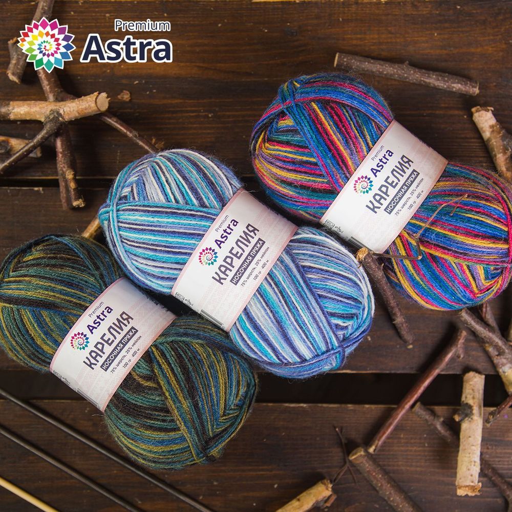 Пряжа Astra Premium (Астра Премиум) Карелия носочная (Karelia sock) / уп.2 мот. по 100 г, 400 м, 1006