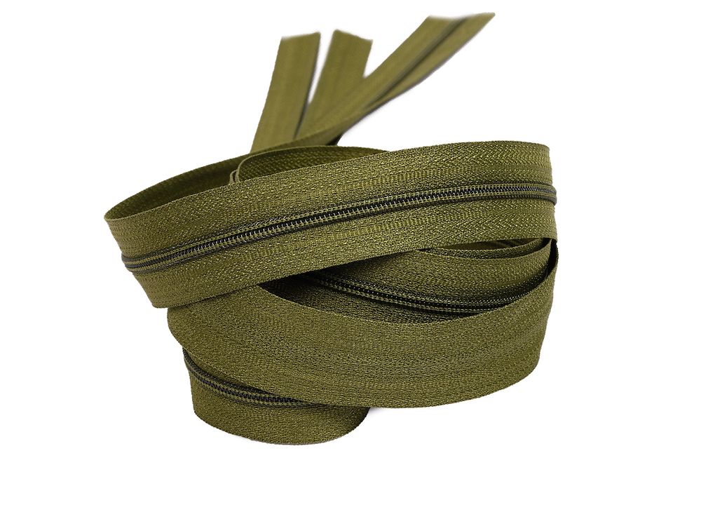 Молния рулонная витая (спираль) Т3 (3 мм) УСИЛЕННАЯ, НА БОБИНЕ, S-888 зеленый (цв.SBS) / кор. 1200 метров